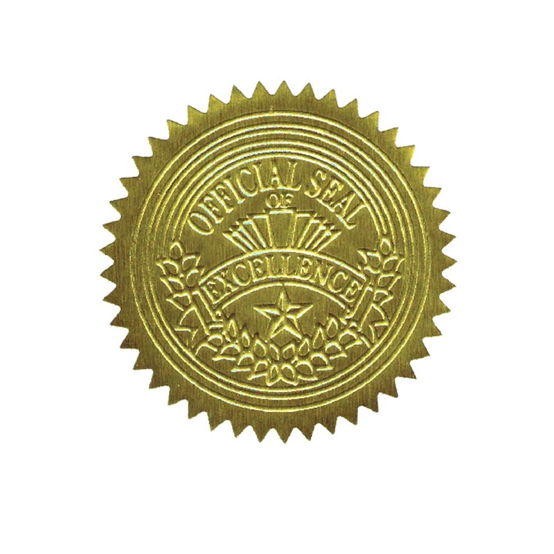 Geographics Gold Foil Award Certificate Seals  Embossed Official Seal of Excellence  2 inch (Set of 100) - Image 1